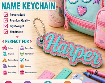 Namensschild für Rucksack | Namensanhänger für Kinderrucksack | Personalisiertes Namensschild | Wickeltaschen-Etikett | Brotdosen-Etikett | Kinder-Etikett | Individuelles Namensschild