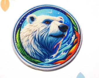 Polar Bear Patch - Iron-on Applique for Backpacks & Clothing, Jacket, Hat, Nature Souvenir, Wild Animal Badge, Animal Patch, Wildlife Patch