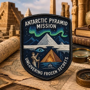 Antarctic Pyramid Mission Patch/Uncovering Frozen Secrets/Iron-On Patch/Paranormal Badge/Sew-On Applique for Clothing Vest/Jacket Gear