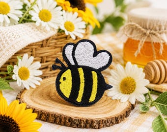 Bumble Bee Patch/Iron-on Patch/Garden Insects & Flowers/DIY Crafts/Honey Bees/Embroidered Sew-On Applique for Clothing Vest/Jacket Backpacks