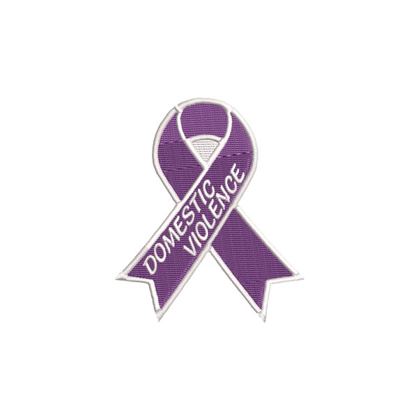 Domestic Violence Awareness Purple Ribbon Patch Embroidered Iron-on Applique Vest Jacket Clothing Nurse Family Friends Help Fundraising