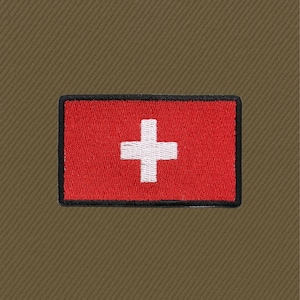 Switzerland Flag Patch Swiss Cross Confoederatio Helvetica Embroidered Iron-on Badge Applique for Backpack & Military Gear, Uniform, Clothes
