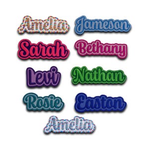 Gepersonaliseerde naampatch geborduurd, aangepaste tekstpatches geborduurd, naai-/strijkappliqué appliqué voor kledingrugzakken, aangepaste naampatch
