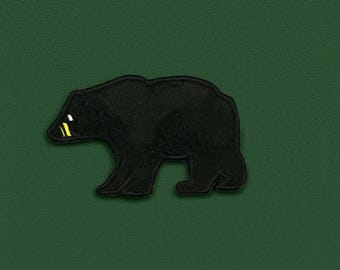 Black Bear Patch/Iron-on Patch/Wild Animals Patch/Nature Gifts/Park Patch/Embroidered Sew-On Applique for Clothing, Vest/Jacket, Backpacks
