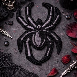 Black Spider Patch Embroidered Iron-on Applique For Clothes & Jacket, Backpack, Black Widow Patch, Gothic Patch, Halloween Patch
