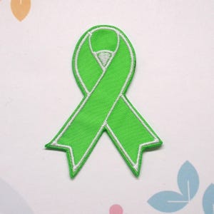 Non Hodgkin Lymphoma Awareness Green Ribbon Patch Embroidered Iron-on Support Event Patch for Vest & Backpack, Fundraising Gift, Cause Patch