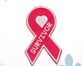Custom Name Patch &quot;Your Name&quot; Pink Breast Cancer Awareness Support Ribbon Personalized Patch Embroidered Iron-On Applique for Vest, Clothing