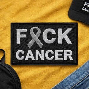 F**k Cancer Patch/ Iron-On Patch/Awareness Support Ribbon/Fundraiser Gifts/Embroidered Sew-on Applique for Clothing Vest/Jacket Backpack Hat