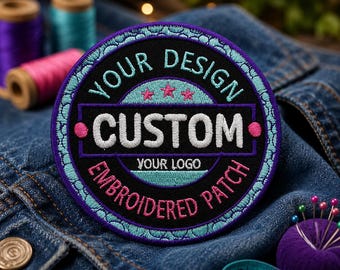 Custom Embroidered Logo Patch, Personalized Logo Patches, Sew On/Iron On Patch Applique for Clothes Backpacks, Custom Iron on Logo Patch