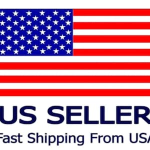 May include: A blue and red American flag with white stars. The text "US SELLER" is below the flag in blue letters. The text "Fast Shipping From USA" is below the text "US SELLER" in blue letters.