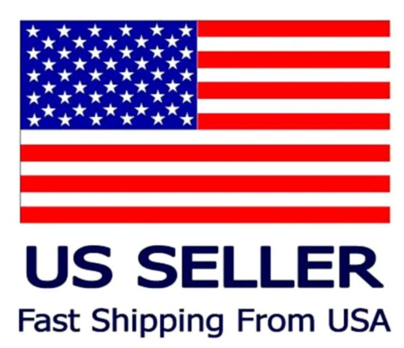May include: A blue and red American flag with white stars. The text "US SELLER" is below the flag in blue letters. The text "Fast Shipping From USA" is below the text "US SELLER" in blue letters.