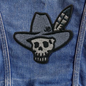 Ryan Bingham embroidered patch • Skull in cowboy hat • country music • Yellowstone • iron on/sew on patch • Velcro patch • Peel & stick
