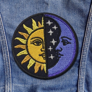 Sun & Moon Patch - Iron On Patch - Embroidered Patches for Jackets - Cosmic - Astrology, Celestial Patch – Sun Moon Yin Yang, Cosmic Patch