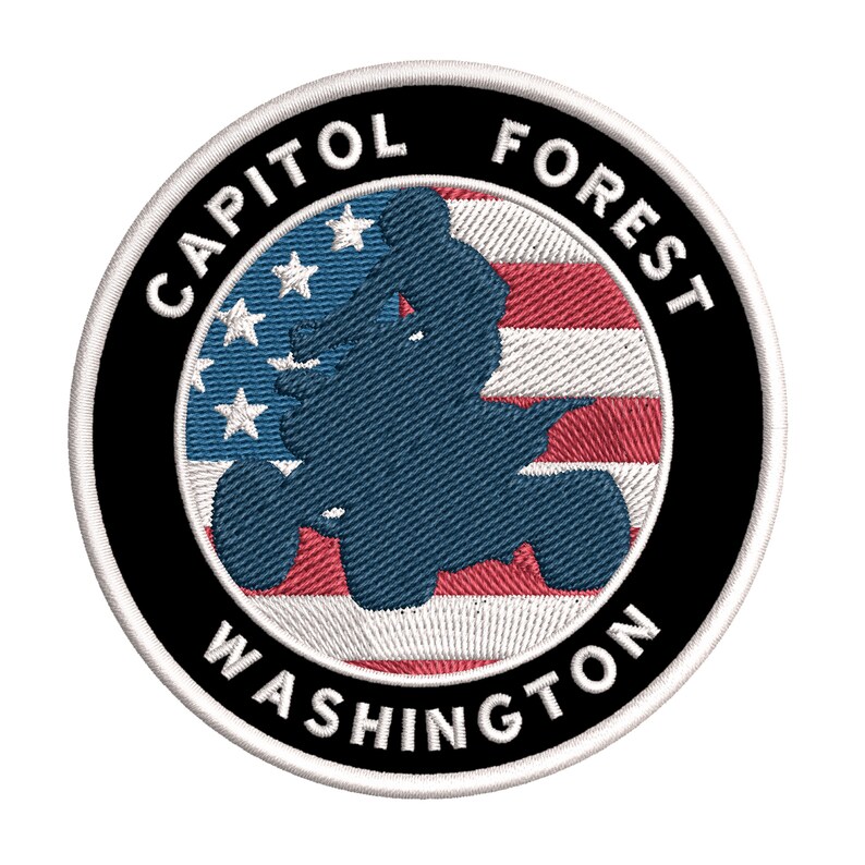 Embroidered Patch 3.5 Iron Sew-On Applique Extreme Sports Series ATV USA US Flag Seek Adventure Capitol Forest Washington
