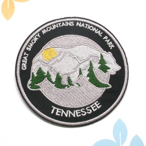 Great Smoky Mountains Park Patch Embroidered Iron-On Applique for Backpack, Jacket, Bear Patch, Mountain Patch, Nature Badge, Wildlife Patch