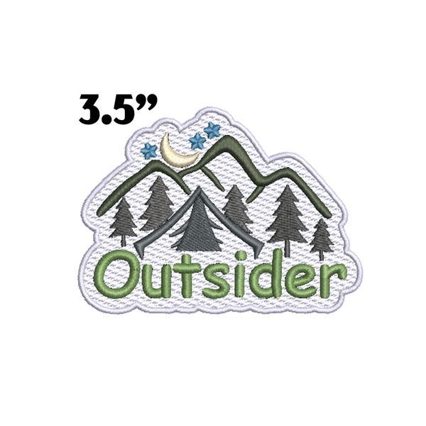 Outsider Camping Patch Embroidered Iron-On Applique Vest Clothing Hiking Trail Adventure Parks Nature Animals Mountains Trees