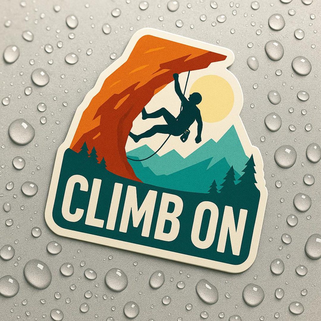 Climb Rocks Sticker Climb on Waterproof Vinyl Sticker, UV Resistant Decal, Laptop ...