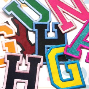 Parche con letras de la escuela secundaria, chaqueta universitaria, bordado para planchar o coser, aplique DIY, camiseta de equipo de fútbol y béisbol, colores del equipo