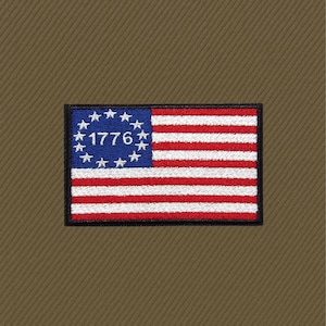 American Flag Patch USA 13-Stars Betsy Ross 1776 Embroidered Iron-On US Logo Applique for Uniforms & Backpacks, Military Patch, Veteran Gift