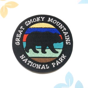 Great Smoky Mountains Park Patch Embroidered Iron-On Applique for Backpack & Jacket, Hiking Patch, Nature Badge, Wildlife Patch, Black Bear