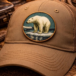 Polar Bear Patch/Iron-On Patch/Nature Lover Gift/Wildlife Badge/Park Gifts/Sew-On Applique for Clothing Hats Vest/Jacket Backpacks Gear
