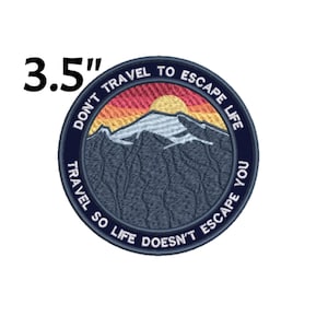 Mountains & Sunset Patch 3.5&quot; Embroidered Iron-On Applique for Backpack, Jacket, Mountain Patch, Nature Badge, Wildlife Patch, Gear Patches