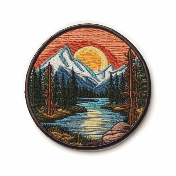 Mountain Lake Patch Iron-on/Sew-on Applique for Backpack Clothing Vest Bag Jacket Hat, Decorative Gift, Nature Souvenir, Wild Animal Badge