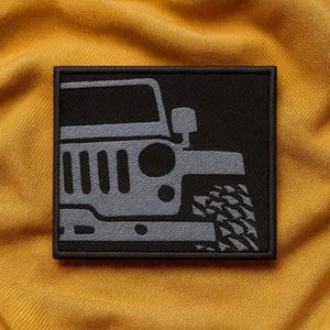 4x4 Grill Patch/Iron-On Patch/Nature Gift, Mountain Forest, Off Road Trail, Top Off/Embroidered Sew-On Applique for Clothing Backpacks Gear