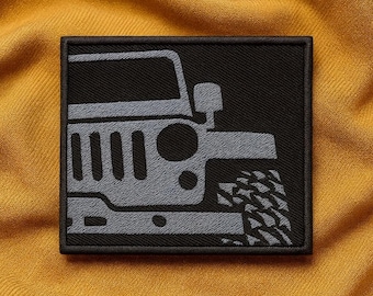 4x4 Grill Patch/Iron-On Patch/Nature Gift, Mountain Forest, Off Road Trail, Top Off/Embroidered Sew-On Applique for Clothing Backpacks Gear