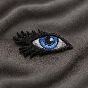Parche de ojo azul izquierdo/parche termoadhesivo/mal de ojo/protección y poder/aplicación bordada para coser en ropa, mochilas, chalecos y chaquetas.