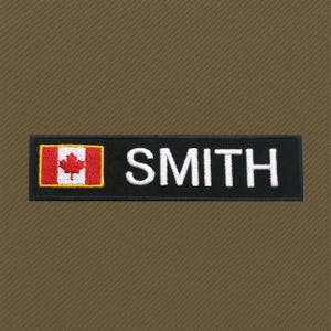 Custom Name Patch/Canadian Flag Patch/Personalized Name Tag/Iron-On Embroidered Patch Applique for Uniform/Military/Jacket/Backpack/Biker