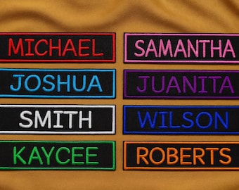 Toppa con nome versatile, personalizzata con "IL TUO NOME", etichetta con nome personalizzata, ricamata, termoadesiva/cucita, per uniforme, giacca, gilet, costume, distintivo