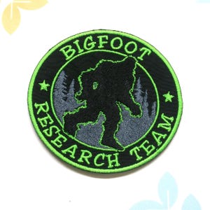 Bigfoot Research Team Patch Embroidered Iron-On Applique for Jacket, Backpack, Cryptid Patch, Sasquatch Patch, Paranormal Patch, Myth Patch