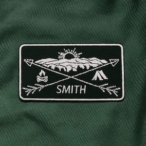 Custom Name Patch/Moon Stars Tent Forest/Personalized Name Tag Patch/Iron-On Embroidered Patch Applique for Jacket/Backpack/Gear/3.5"Wx2"T