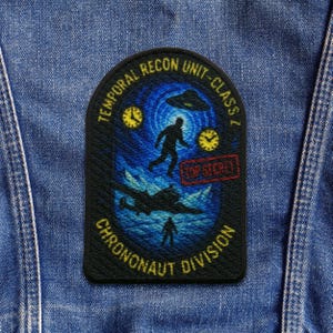 Chrononaut Division Patch/UFO Patch/Area-51 Patch/Iron On Patch/Paranormal Patch/XFiles Inspired Patch/Cover-Ups/Government Secrets Patch