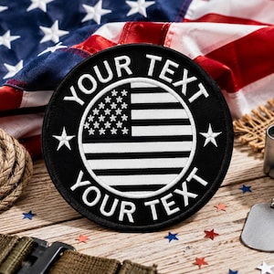 Custom US Military Name Patch, Custom Name US Flag Patch, Sew on/Iron On/Hook & Loop Patches for Jacket Backpack Hats, 4th of July Patch