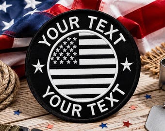 Custom US Military Name Patch, Custom Name US Flag Patch, Sew on/Iron On/Hook & Loop Patches for Jacket Backpack Hats, 4th of July Patch