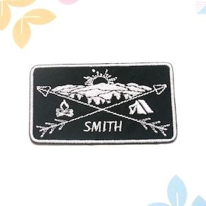 Toppa con nome personalizzato/Luna, stelle, tenda, foresta/Toppa con nome personalizzato/Toppa ricamata termoadesiva per giacca/zaino/attrezzatura/3,5&quot;L x 2&quot;T
