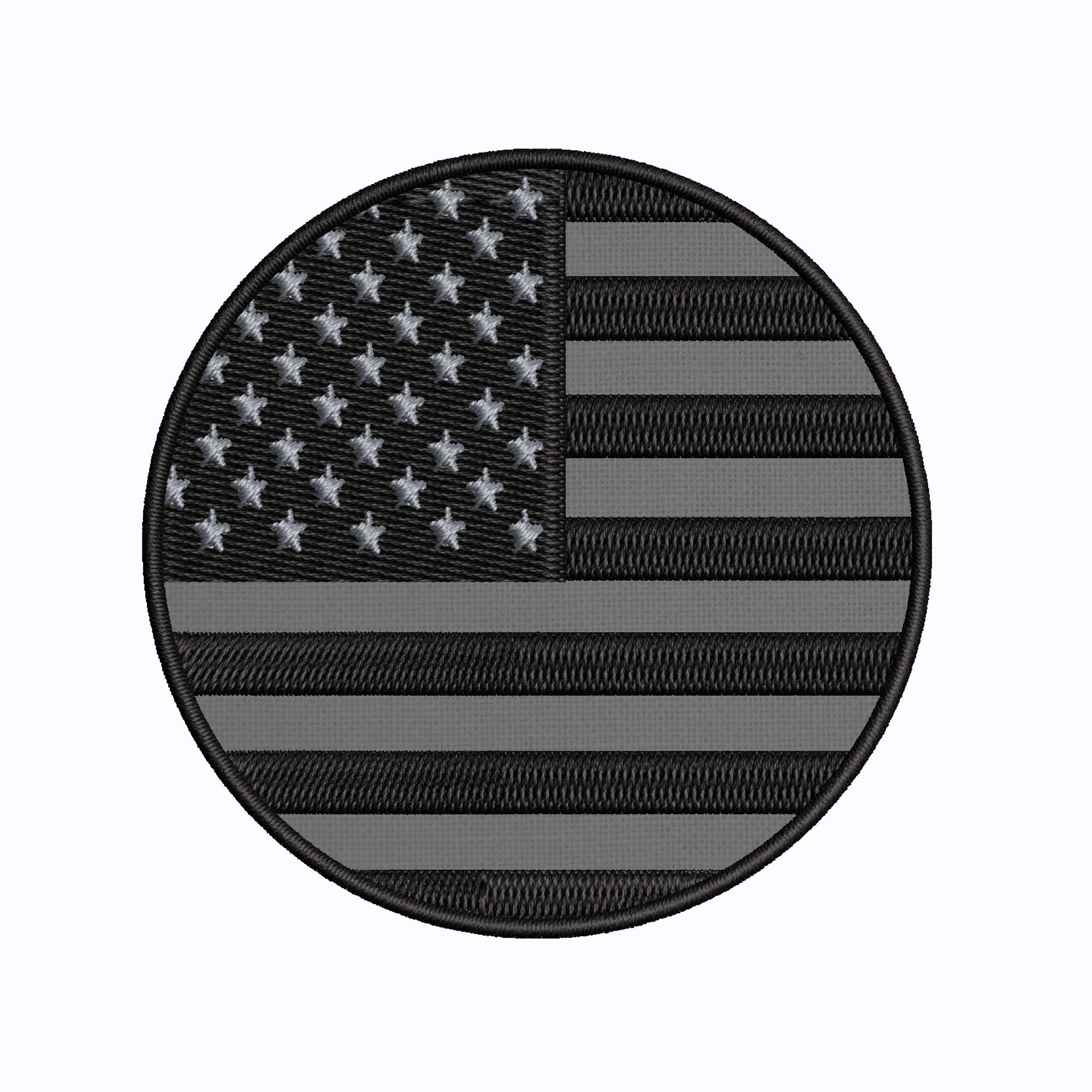 American Flag Patch Silver Border  Embroidered Patches by Ivamis
