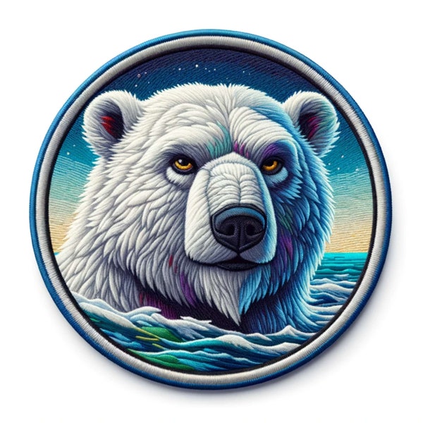 Polar Bear Patch - Animal Badge Iron-on/Sew-on Applique for Backpack Clothing Vest Denim Bag Jacket Hat, Wild Animal, Snow, Wildlife, Nature