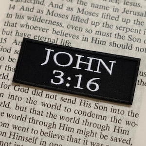 Custom "Your Verse" Bible Scripture Patch 4"x1.5" Embroidered Iron-On Applique for Clothing, Jacket, Christian Bikers, Personalized Patch