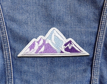 Mountain Patch Embroidered Iron-On Applique for Backpacks & Clothing, Outdoor Adventure Patch, Nature Hiking Trail, Camping in Forest Trees