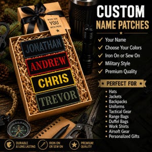 Personalized Name Patch Embroidered, Custom Text Patches Embroidered, Sew On/Iron On Patch Applique for Clothes Hats Backpacks Military