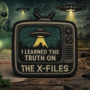 Retro Xfiles Patch/Iron-On Patch/Paranormal Badge/UFOs Flying Saucers Aliens/Government Secrets & Cover-Ups/Sew-On Applique for Clothing