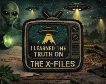 Retro Xfiles Patch/Iron-On Patch/Paranormal Badge/UFO Flying Saucers Aliens/Government Secrets & Cover-Ups/Sew-On Applique for Clothing, Hat