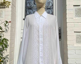 Camisa vintage rara “Revolución del Pavo Real” – Otto Hoffmann París – Lido Champs-Élysées – En perfecto estado