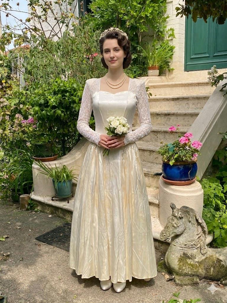 Vintage 1940s Wedding Dress – Old Hollywood Liquid Satin & Lace