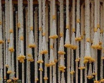 6 ft Ringelblumen-Schnüre mit dem Lilien-hängenden für indische Hochzeitsdekoration, Tempel-Dekoration, mexikanische Dekoration, Diwali Haldi-Dekor