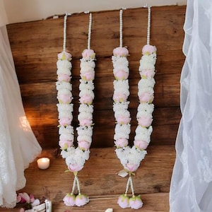 Pink and White Varmala, Wedding Mala, Honor Mala, Nikah Garlands  , Sagan Mala, Bride & Groom Mala,Peony and Carnation Garlands  .
