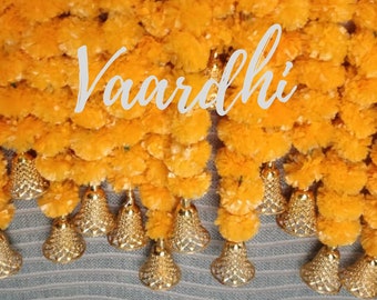 Decorative Bell Garlands 5ft.long  With Marigold Flower for Indian wedding decoration ,Diwali Decoration, Stage Decoration,